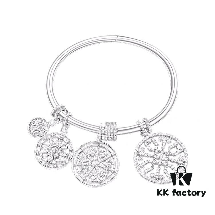 APM Monaco Tree of Life Silver Totem Healing Style Moroccan Bracelet with Round Disc