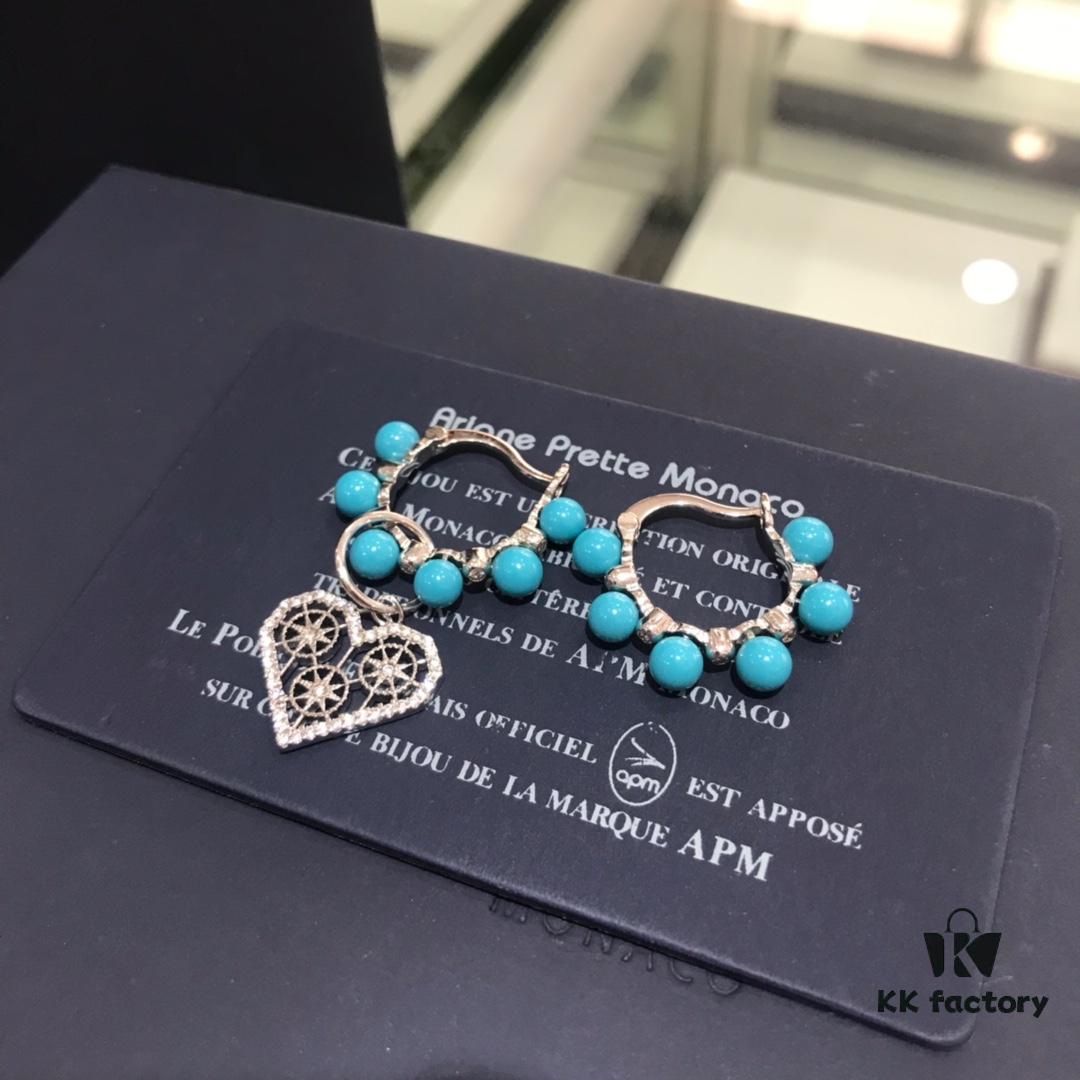 692fea9199f2d84055c8cb49 A Home Monaco Turquoise Bead Heart Valentine Asymmetrical Earrings for Women Fashion Jewelry