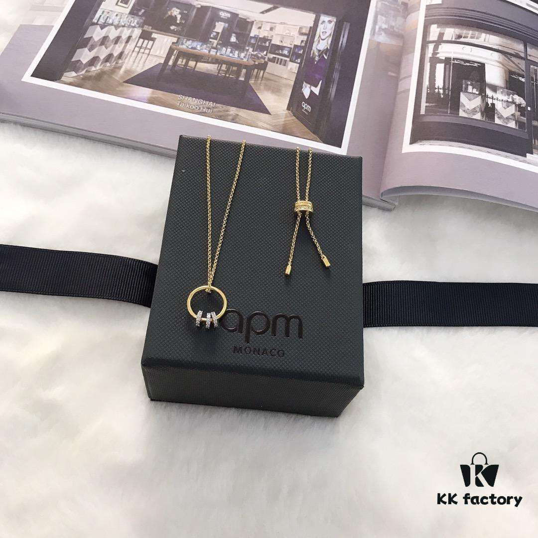 692feabb99f2d84055c8cb94 APM Monaco Sliding Hoop Necklace and Stud Earrings