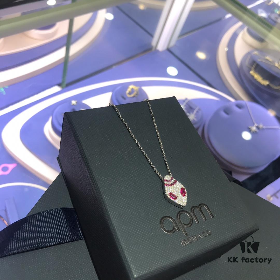 A Family Monaco Red Eye Large and Small Snake Head Necklace