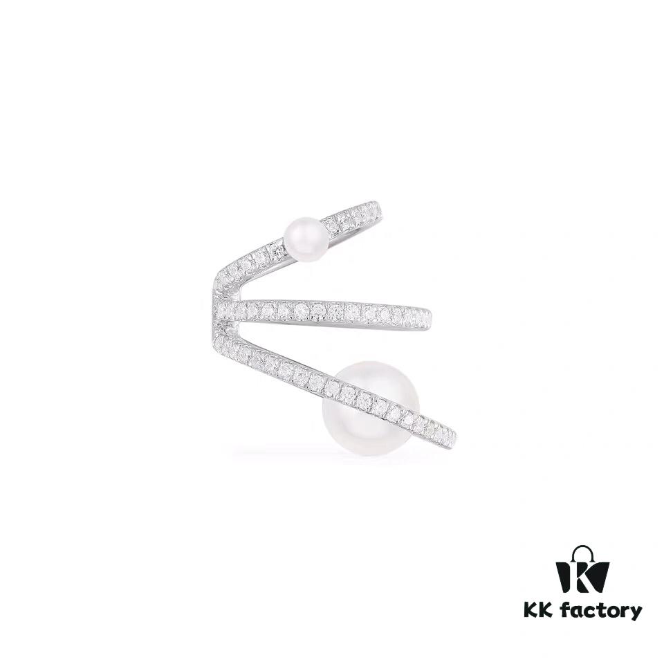 APM Monaco Pearl Ear Cuff Single Piece, Three-loop Wrap-around Stylish and Unique No-piercing Earrings for Women