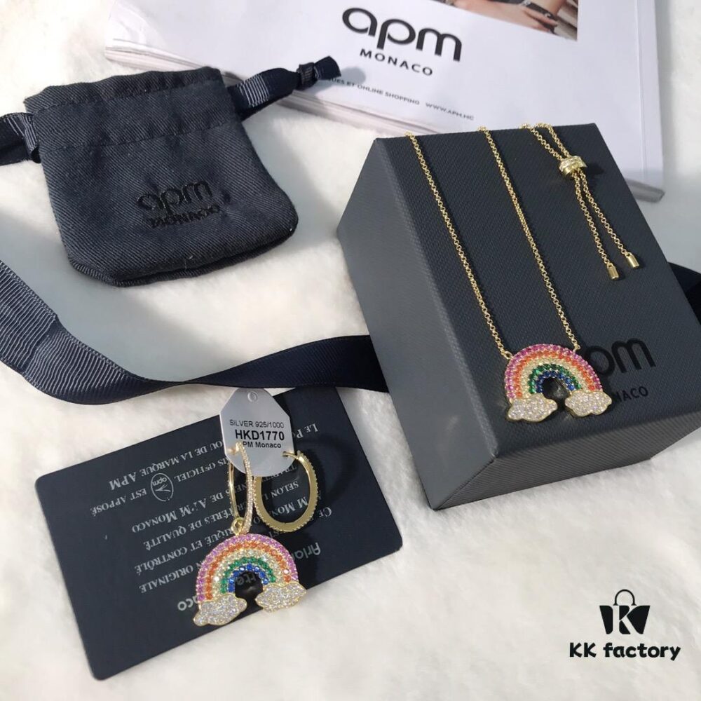 692feb6899f2d84055c8cca4 APM Monaco Rainbow Necklace and Earrings Original Set