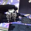 692feb7499f2d84055c8ccb9 APM Monaco Crystal-Encrusted Ringed Ruffle Necklace with Tassel Long Drop Earrings