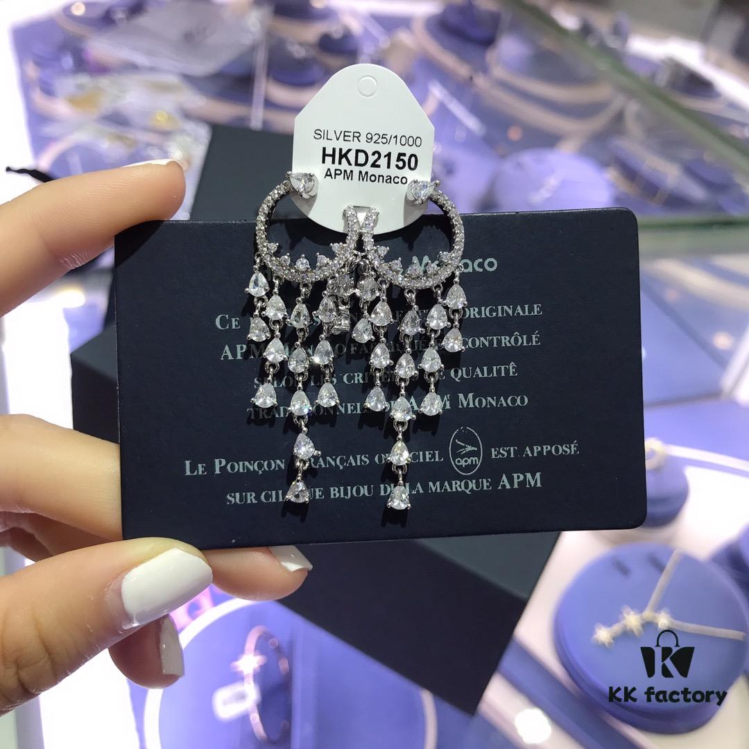 692feb7599f2d84055c8ccba APM Monaco Crystal-Encrusted Ringed Ruffle Necklace with Tassel Long Drop Earrings