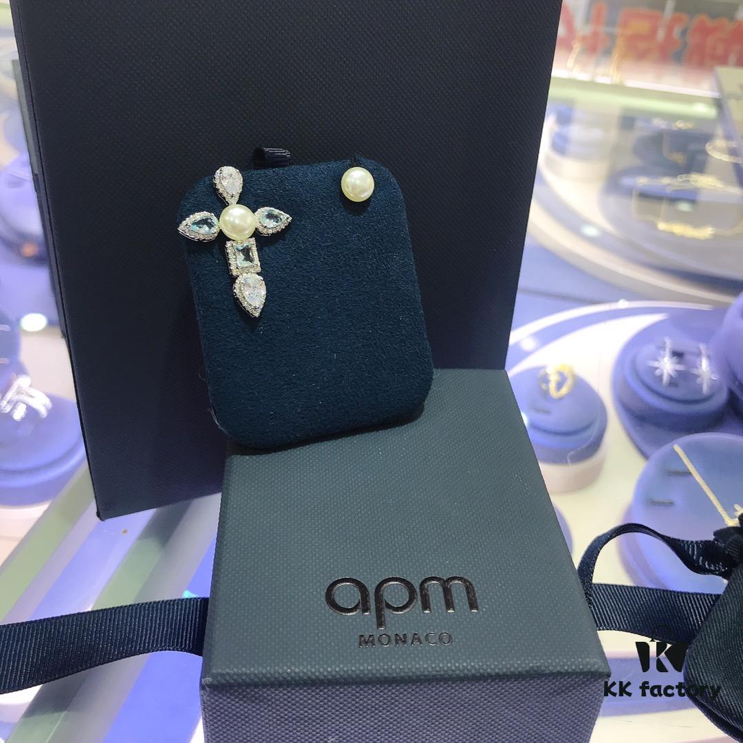 692febaf99f2d84055c8cd18 APM Monaco Asymmetrical Cross Pearl Stud Earrings
