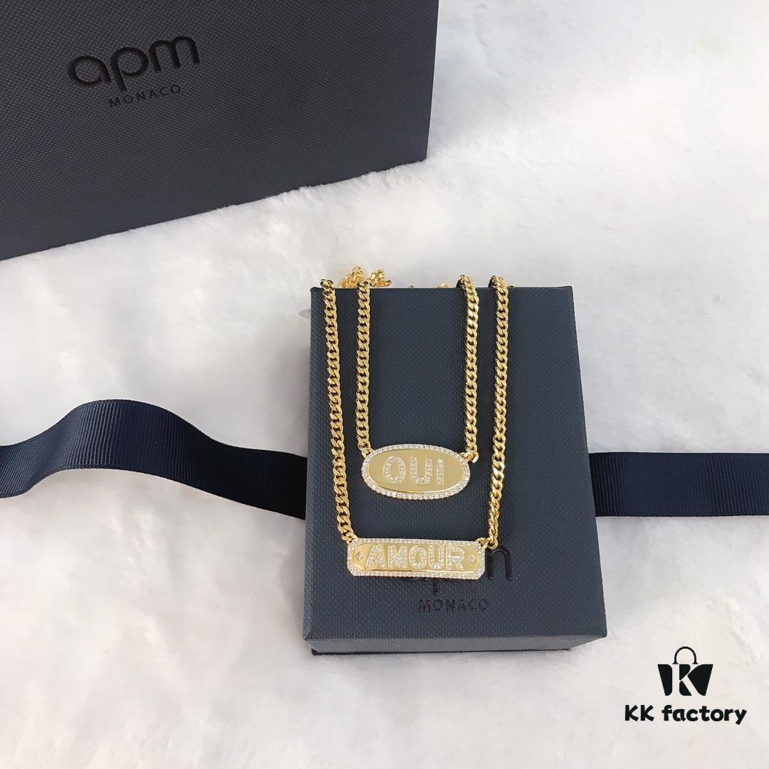 APM Monaco French-style Luxury Rose Gold Amour Letter Pendant Necklace - Christmas Set