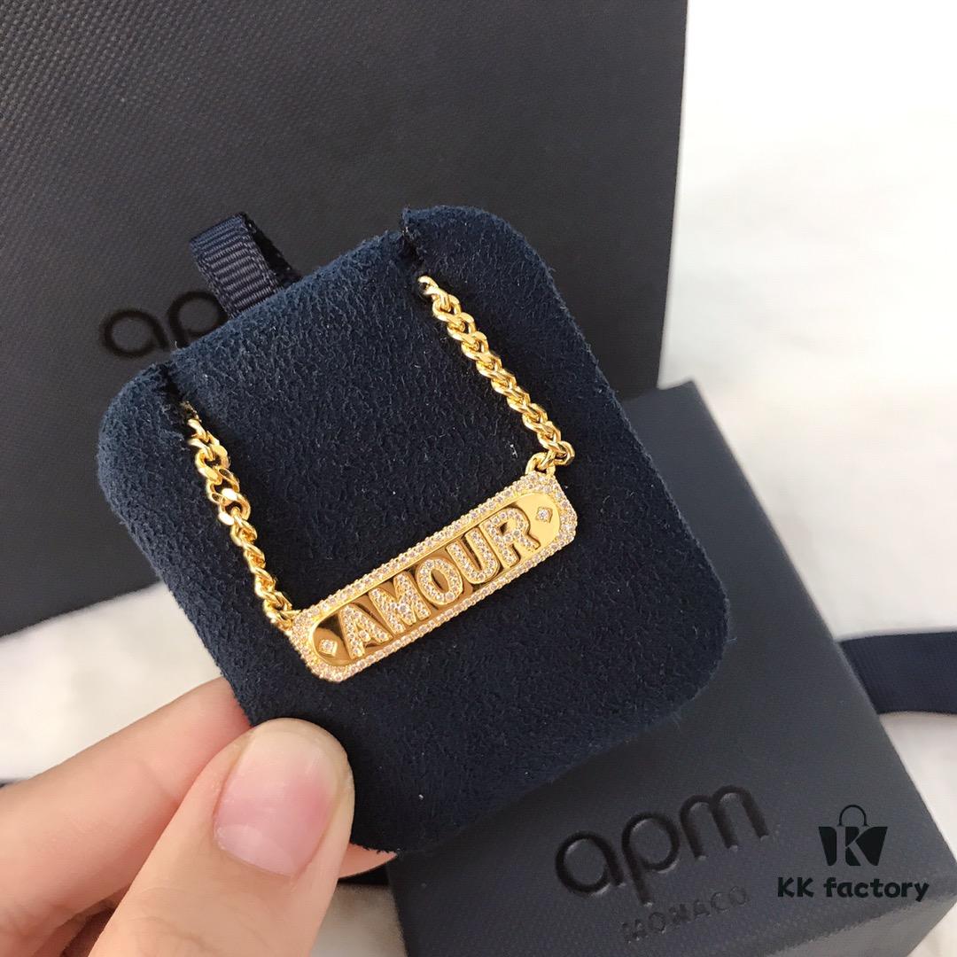 APM Monaco French-style Luxury Rose Gold Amour Letter Pendant Necklace - Christmas Set