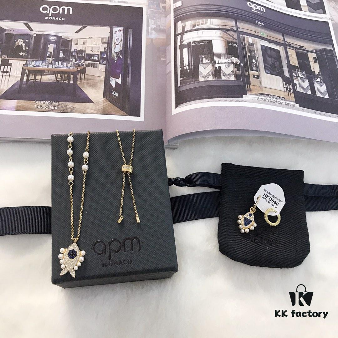 APM Monaco Little Fish Pearl Necklace and Earrings Set Original New Release