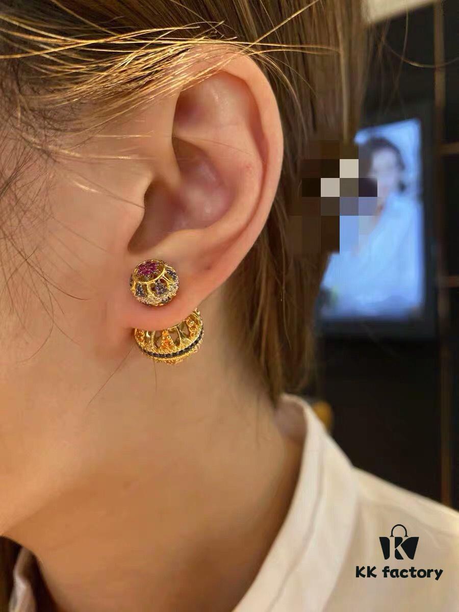 692fec2199f2d84055c8cdd6 APM Monaco Zirconia Multicolor Hollow Geometric Ball Earrings, Heavy Sparkle Design Stud Earrings Jewelry
