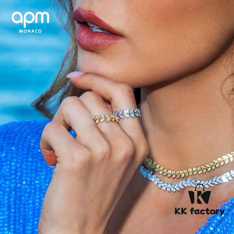 APM Monaco Palm Leaf Ring for Women, Flexible Ring, Elegant Design for Dinner Parties, Annual Events, Romantic Couples, Index Finger Style