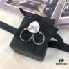APM Monaco Open Circle Flower Earrings for Women, Elegant and Minimalist Leaf Studs, Fashionable Jewelry