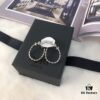 APM Monaco Open Circle Flower Earrings for Women, Elegant and Minimalist Leaf Studs, Fashionable Jewelry