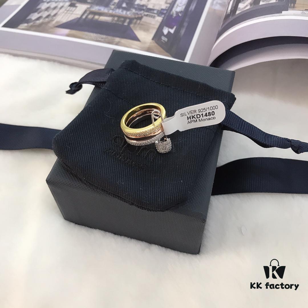 692fec5599f2d84055c8ce3f APM Monaco Three-Color Pin Ring, Stylish and Trendy Unisex Fashion Statement Piece