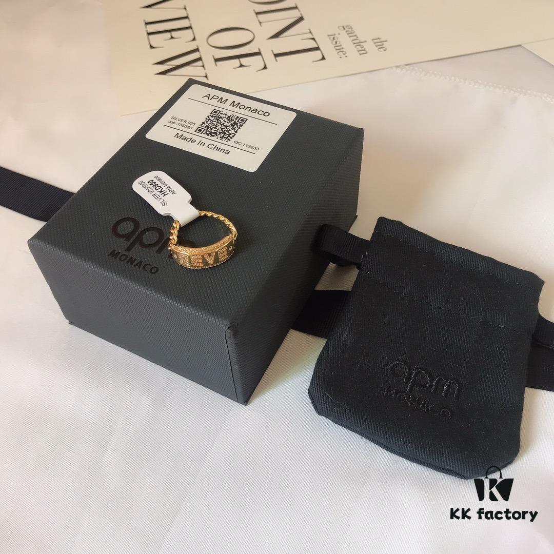 APM Monaco Letter Ring, Unique Fashionable Minimalist Vintage Style, Ideal Gift Choice