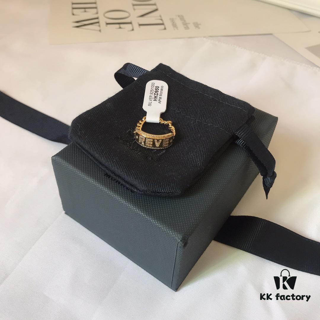 APM Monaco Letter Ring, Unique Fashionable Minimalist Vintage Style, Ideal Gift Choice