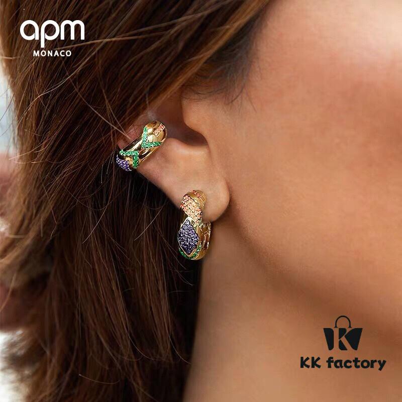 APM Monaco Colorful Small Earrings for Women, Stylish and Elegant Geometric Design, Delicate Hoop Earrings