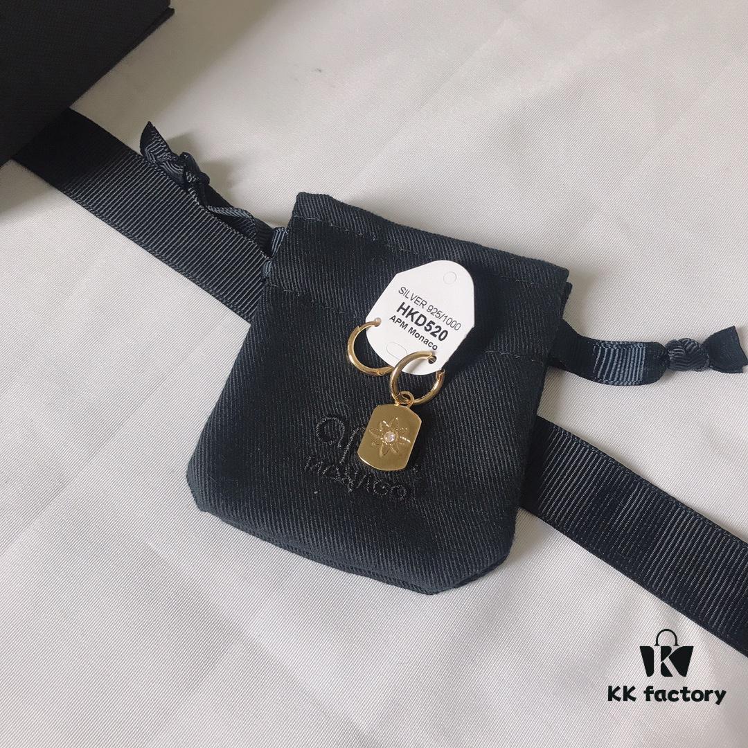 APM Monaco Union Flag Earrings, Stylish and Minimalist Design, Vintage Ins Fashion, Perfect Match for Any Occasion