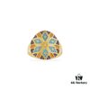 APM Monaco Colorful Tribe Round Statement Ring for Women, Golden Geometric Pattern Decorated Index Finger Ring