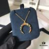 APM Monaco Multicolor Striped Retro Necklace for Women, Crescent Pendant Clavicle Chain