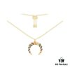 APM Monaco Multicolor Striped Retro Necklace for Women, Crescent Pendant Clavicle Chain