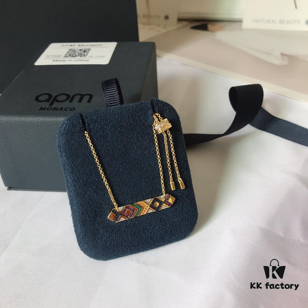 692fecd199f2d84055c8cf49 APM Monaco Colorful Tribe Adjustable Necklace with Bar Pendant, Geometric Stylish Fashion Women's Sweater Chain