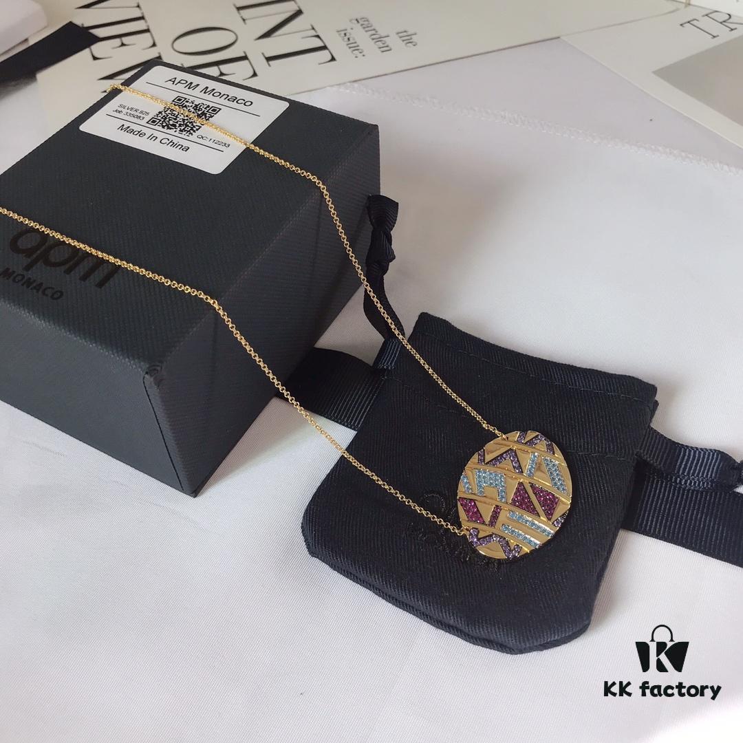 APM Monaco Colorful Tribal Style Oval Necklace for Women, Multicolored Bead Retro Mysterious Pendant Neck Chain 8335110
