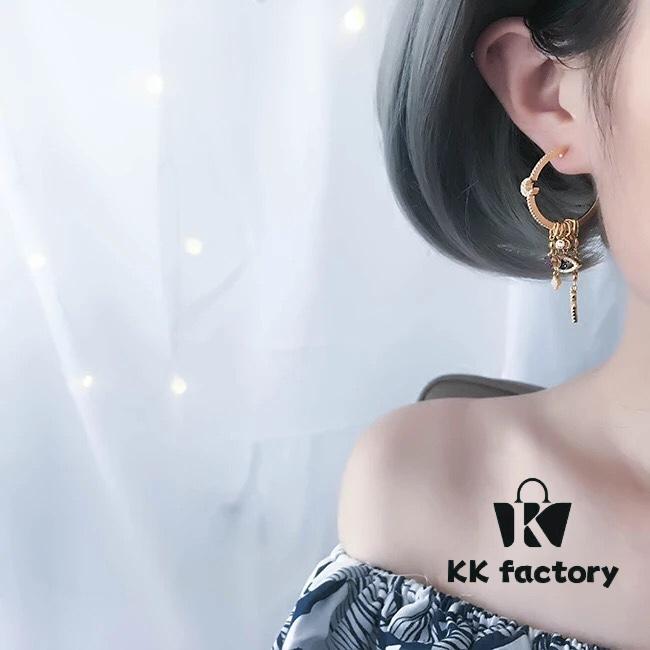 APM Monaco Single Lucky Evil Eye Tassel Earrings, Elegant and Minimalist Fashion Statement Jewelry