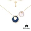 692feced99f2d84055c8cf85 APM Monaco Navy Enamel and White Mother-of-Pearl Necklace, Minimalist Retro Elegant High-End Pendant