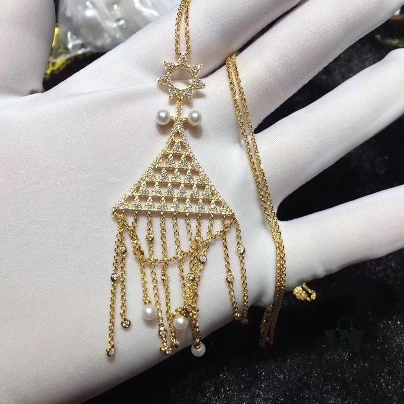 692fed0a99f2d84055c8cfbc APM Monaco Triangle Tassel Long Necklace, Fashionable and Unique Pendant Chain for Sweaters or Collarbone Style