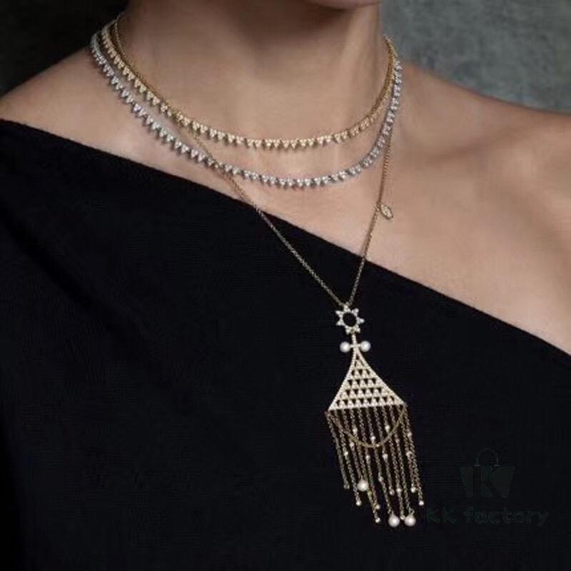 692fed0c99f2d84055c8cfc0 APM Monaco Triangle Tassel Long Necklace, Fashionable and Unique Pendant Chain for Sweaters or Collarbone Style