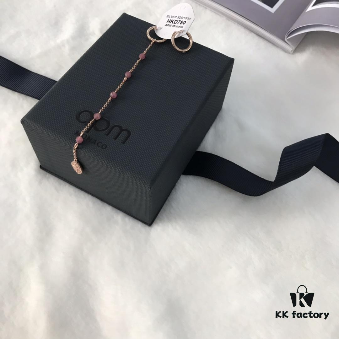 APM Monaco Asymmetrical Long Tassel Earrings for Women, Pink Gold Tone Instagram-Inspired Lightweight Luxe Statement Hoop Earrings