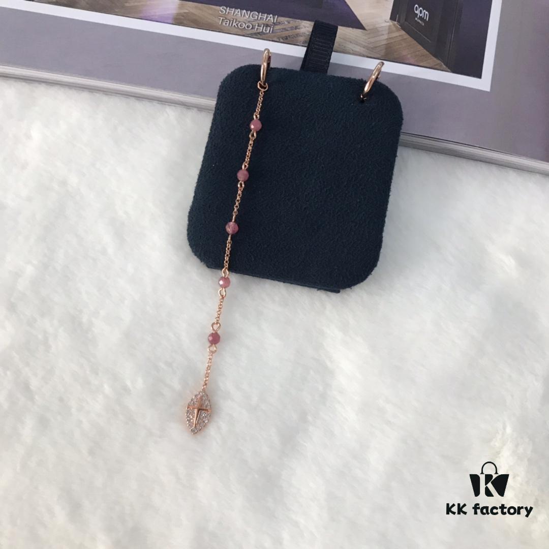 APM Monaco Asymmetrical Long Tassel Earrings for Women, Pink Gold Tone Instagram-Inspired Lightweight Luxe Statement Hoop Earrings