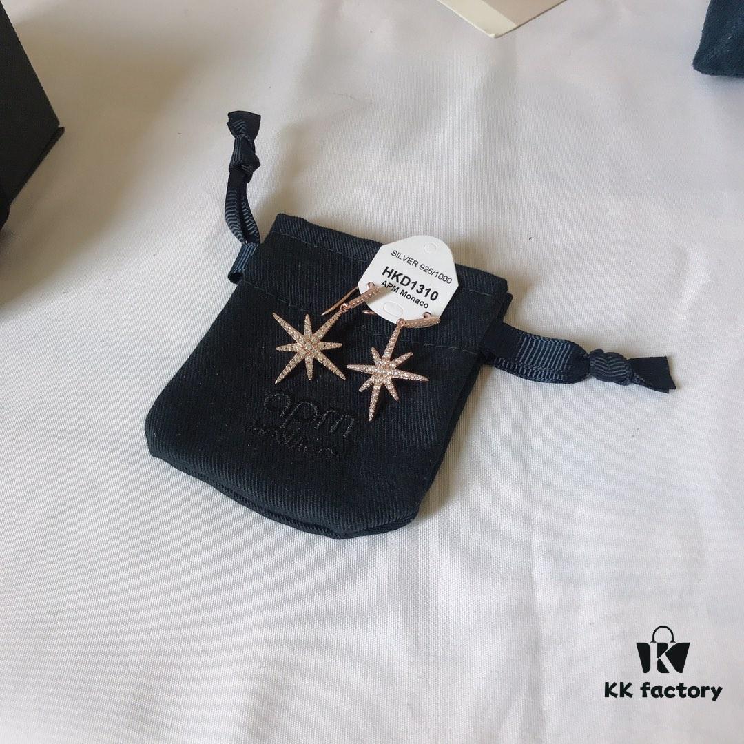 APM Monaco Rose Gold Union Flag Necklace, Stud Earrings, and Bracelet Original Set