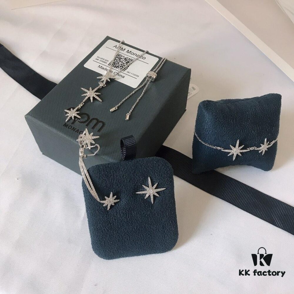 692fed1b99f2d84055c8cfe5 APM Monaco Rose Gold Union Flag Necklace, Stud Earrings, and Bracelet Set