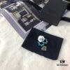 692fed2299f2d84055c8cff3 APM Monaco Asymmetrical Turquoise Pearl Openwork Heart Stud Earrings with Crystal-Inlaid Turquoise Earrings