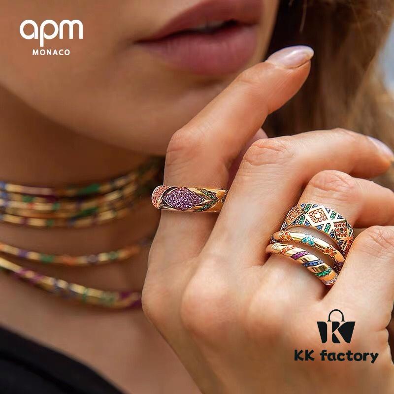 692fed2c99f2d84055c8d008 November New Arrival 🌟 APM Monaco Colorful Tribal Large Ring, Gold-Tone Fashion Stylish Statement Index Finger Ring