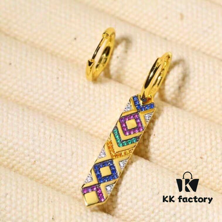 692fed3599f2d84055c8d01a November New Arrival 🌟 APM Monaco Asymmetrical Colorful Hoop Earrings for Women, Geometric Design Fashion Retro Ear Jewelry