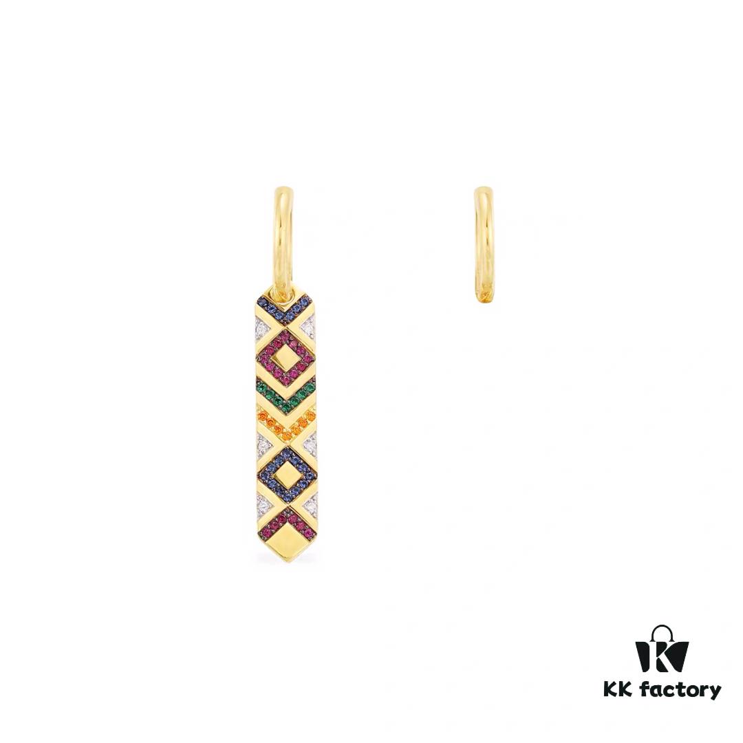 692fed3899f2d84055c8d01e November New Arrival 🌟 APM Monaco Asymmetrical Colorful Hoop Earrings for Women, Geometric Design Fashion Retro Ear Jewelry