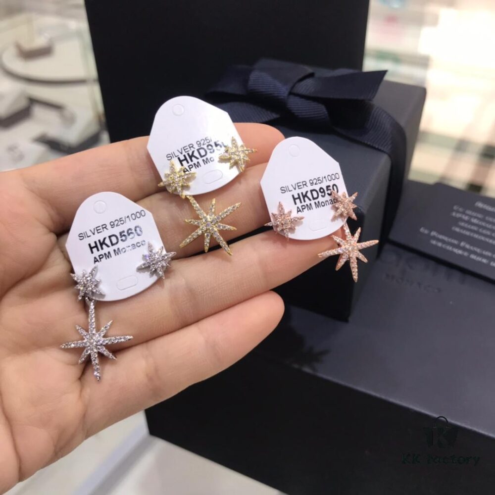 692fed8699f2d84055c8d0b5 APM Monaco Six-Pointed Star Asymmetrical Earrings, Elegant Shooting Star Long Dangle Earrings for Women, Fashionable and Stylish Ear Jewelry