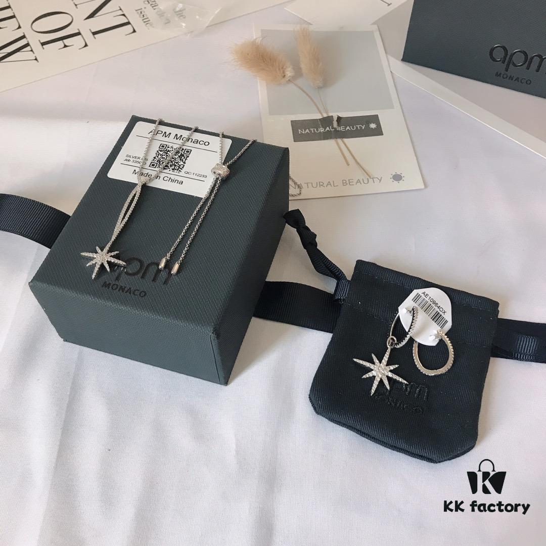 692fed8e99f2d84055c8d0c6 APM Monaco Union Flag Necklace and Earrings Set, Original Stylish Minimalist Fresh Fashion Jewelry, Perfect Gift for Girlfriend or Valentine