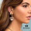 APM Monaco Gold-Tone Scarab Asymmetrical Earrings for Women, Pearl Earrings, Vintage Style Dangle Earrings