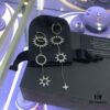 692feda999f2d84055c8d0f8 APM Monaco Crystal-Encrusted Golden Gear Sunflower Asymmetric Earrings, Punk Style Ear Drops