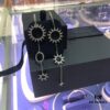 692feda999f2d84055c8d0f9 APM Monaco Crystal-Encrusted Golden Gear Sunflower Asymmetric Earrings, Punk Style Ear Drops