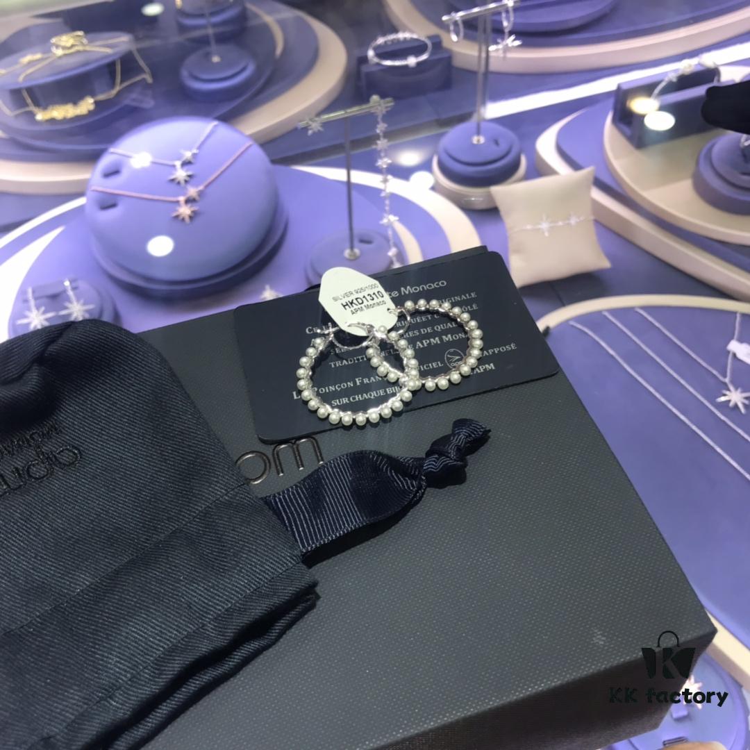 692fedae99f2d84055c8d103 APM Monaco Pearl Hoop Earrings, Minimalist Fairy-like Style, Unique and Versatile Design
