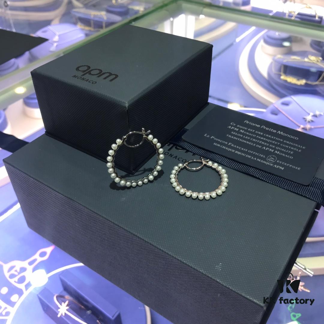692fedae99f2d84055c8d104 APM Monaco Pearl Hoop Earrings, Minimalist Fairy-like Style, Unique and Versatile Design