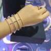 APM Monaco Crystal Work H-Shape Open Bangle Bracelet, Same Style Worn by Yang Mi and Lin Chi-ling, Ins Style