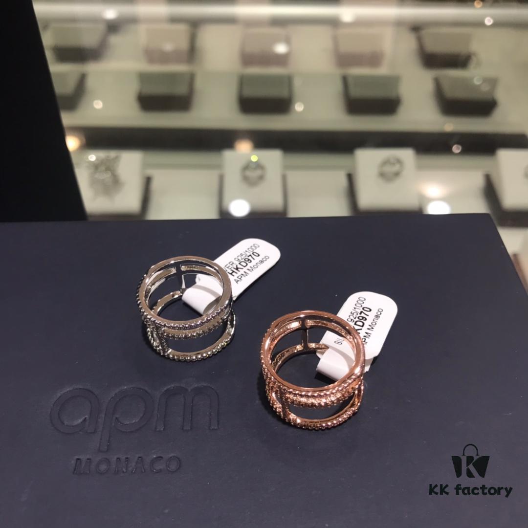 692fedbd99f2d84055c8d11d APM Monaco Women's Minimalist Fashion Zircon Ring, Gold-Plated Thin King Letter Ring, Jewelry Worn by Celebrities