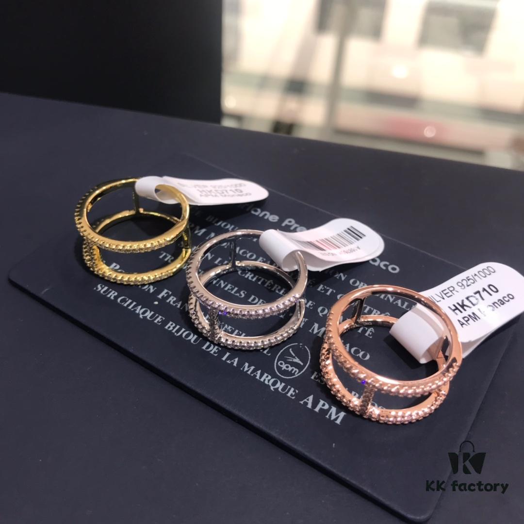 692fedc899f2d84055c8d132 APM Monaco Pink Gold Golden Silver Ring, Couple's Personalized Band Ring, Women's Ring