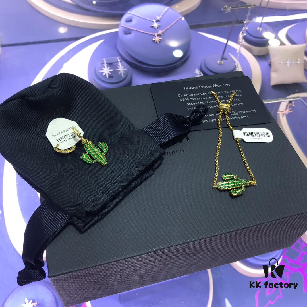 APM Monaco Cactus Earrings and Bracelet, Fashionable and Versatile Style, Perfect Gift for Girlfriend or Lover