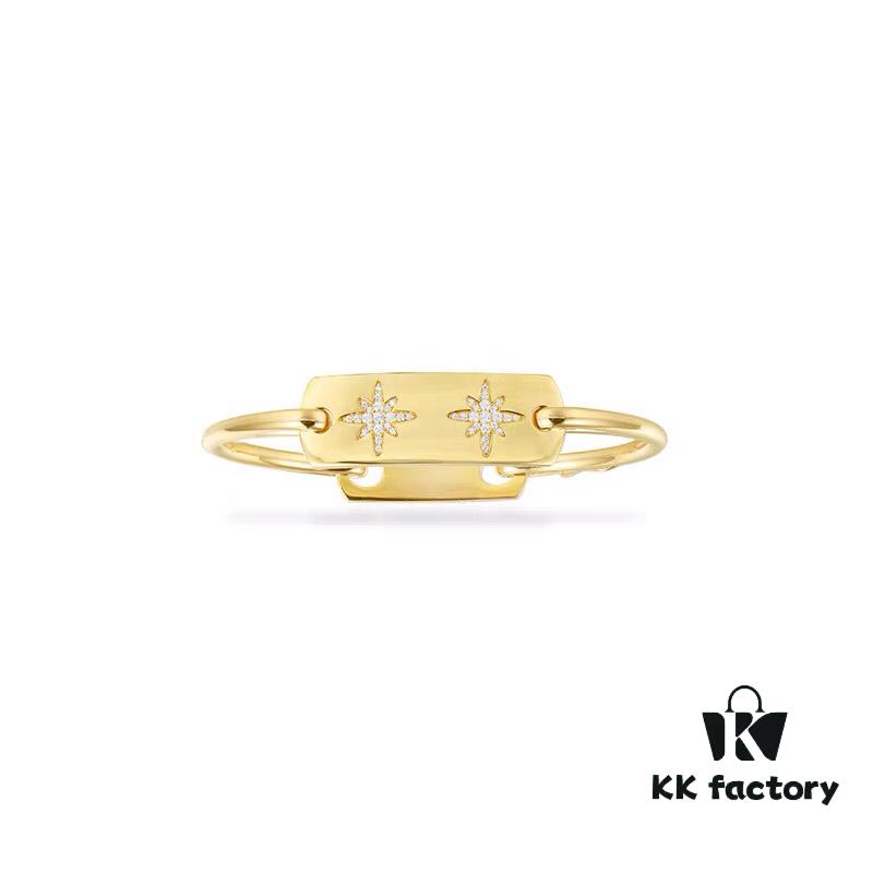 APM Monaco Golden Diamond-Paved Star Bracelet, New Dual Shooting Star Bangle